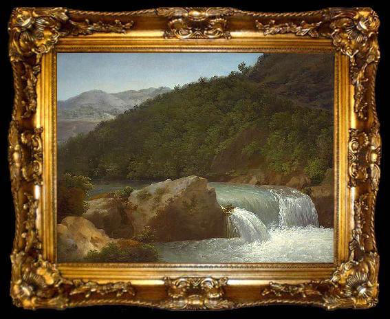 framed  Jean-Joseph-Xavier Bidauld View of the Cascade of the Gorge near Allevard, ta009-2